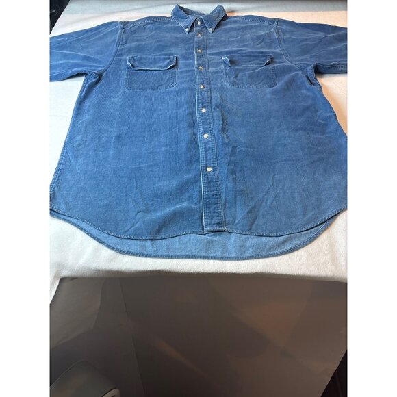 Vintage Eddie Baver Blue Corduroy Button-Down Shirt With Pockets For Men large s - Picture 2 of 12